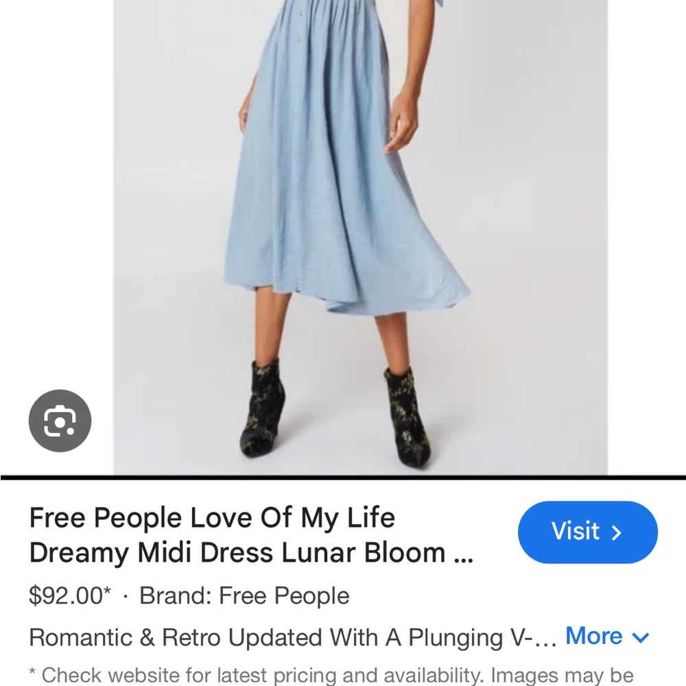 Free People Blue Smocked A-Line Midi Skirt